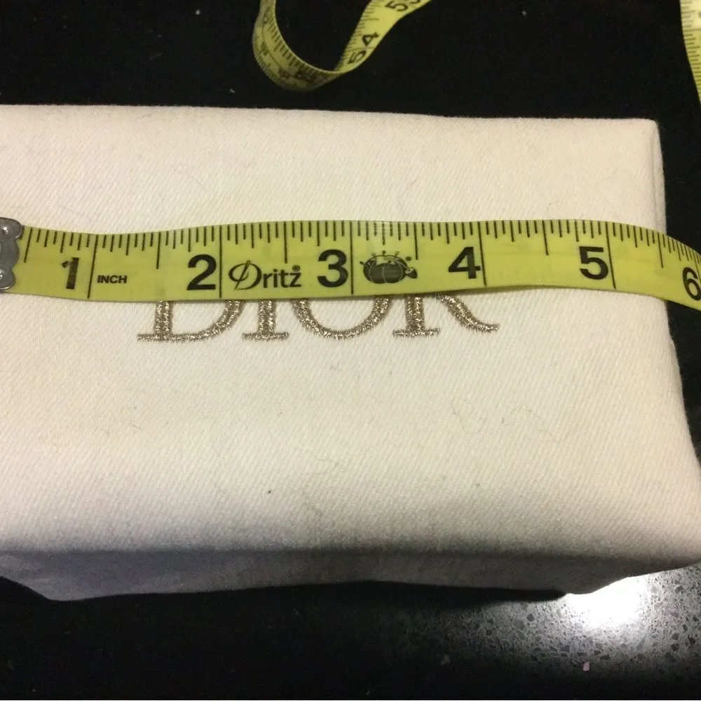 DIOR Beauty Original Square Pouch Denim White x Cold Logo Embroidery Bag